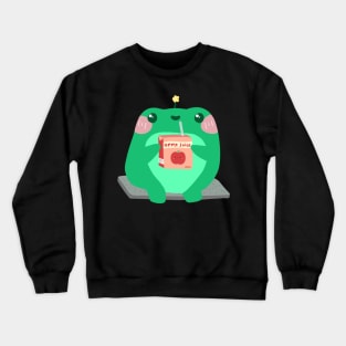 Kawaii Frog Drinking Apple Juice Crewneck Sweatshirt
